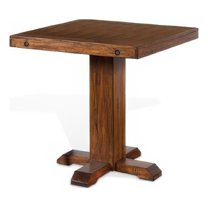 Reggie Bar Table- Adjustable Pedestal Base- 36 Inch Square Top- Brown
