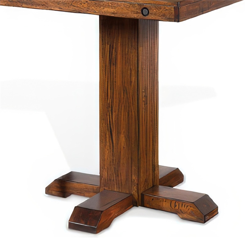Reggie Bar Table- Adjustable Pedestal Base- 36 Inch Square Top- Brown