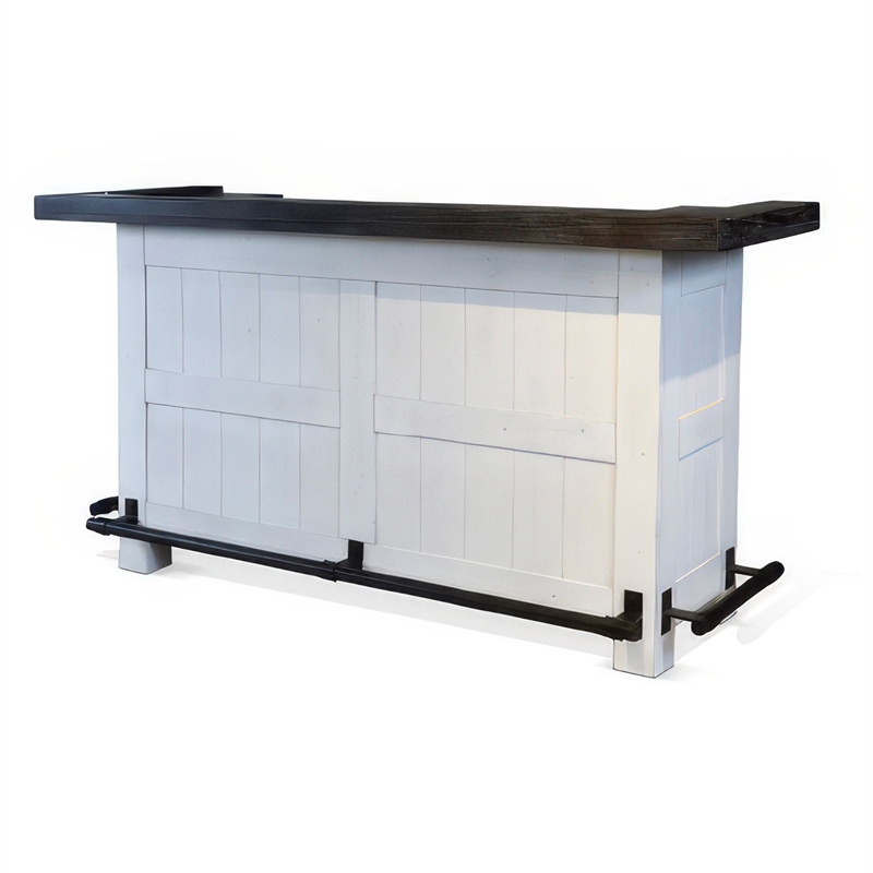Orso Freestanding Home Bar Counter w Storage- 78 Inch White Solid Wood