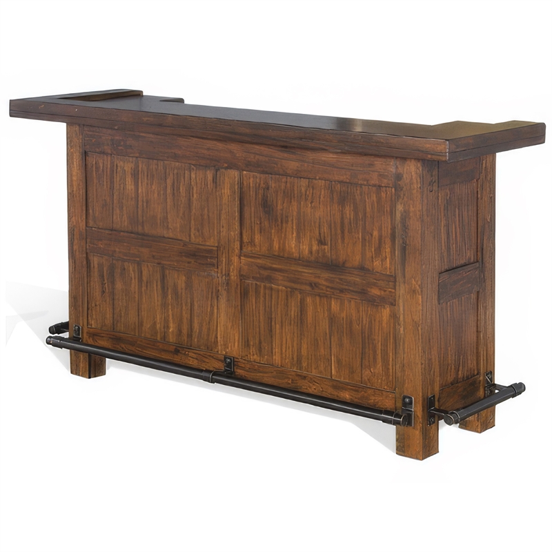 Reggie Freestanding Home Bar Counter- 78 Inch Cherry Brown Wood