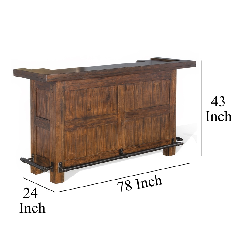 Reggie Freestanding Home Bar Counter- 78 Inch Cherry Brown Wood