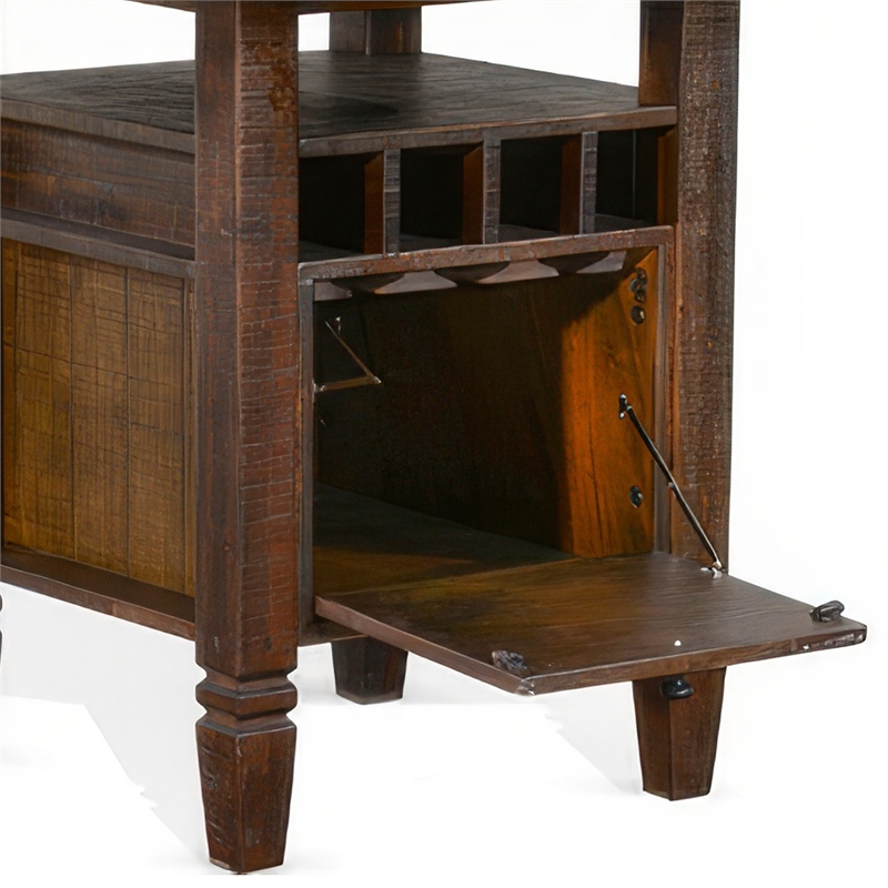 Flint Counter Height Table- 54 Inch Round- Brown Storage Pedestal Base