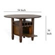 Flint Counter Height Table- 54 Inch Round- Brown Storage Pedestal Base