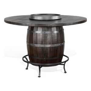 Flint Counter Height Pub Table- Metal Accent Barrel 54 Inch Dark Brown