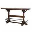Flint Pub Bar Table- Black Metal Foot Rail- 78 Inch- Dark Brown Wood