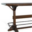 Flint Pub Bar Table- Black Metal Foot Rail- 78 Inch- Dark Brown Wood