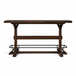 Flint Pub Bar Table- Black Metal Foot Rail- 78 Inch- Dark Brown Wood
