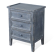 Rena Side End Table with 3 Drawers- 19 Inch Rustic Blue Mahogany Wood