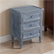 Rena Side End Table with 3 Drawers- 19 Inch Rustic Blue Mahogany Wood