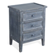 Rena Side End Table with 3 Drawers- 19 Inch Rustic Blue Mahogany Wood