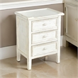 Rena Side End Table with 3 Drawers- 19 Inch Rustic White Mahogany Wood