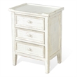 Rena Side End Table with 3 Drawers- 19 Inch Rustic White Mahogany Wood