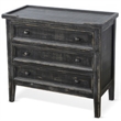 Rena Side End Table with 3 Drawers- 28 Inch Rustic Black Mahogany Wood