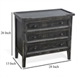 Rena Side End Table with 3 Drawers- 28 Inch Rustic Black Mahogany Wood