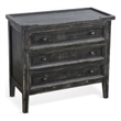 Rena Side End Table with 3 Drawers- 28 Inch Rustic Black Mahogany Wood