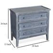 Rena Side End Table with 3 Drawers- 28 Inch Rustic Blue Mahogany Wood