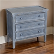 Rena Side End Table with 3 Drawers- 28 Inch Rustic Blue Mahogany Wood