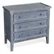 Rena Side End Table with 3 Drawers- 28 Inch Rustic Blue Mahogany Wood