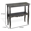 Rena Side End Table with Scallop Trim- 28 Inch Rustic Black Mahogany