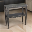 Rena Side End Table with Scallop Trim- 28 Inch Rustic Black Mahogany
