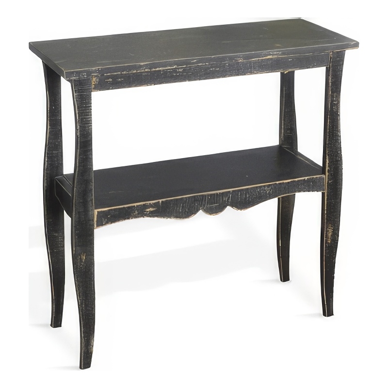 Rena Side End Table with Scallop Trim- 28 Inch Rustic Black Mahogany
