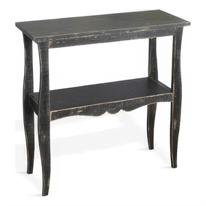 Rena Side End Table with Scallop Trim- 28 Inch Rustic Black Mahogany