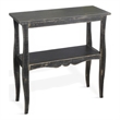 Rena Side End Table with Scallop Trim- 28 Inch Rustic Black Mahogany