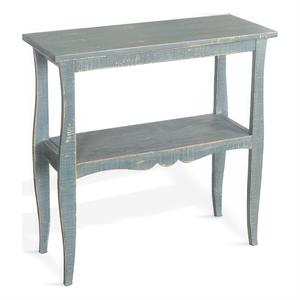Rena Side End Table- Scallop Trim- 28 Inch Seagrass Green Mahogany