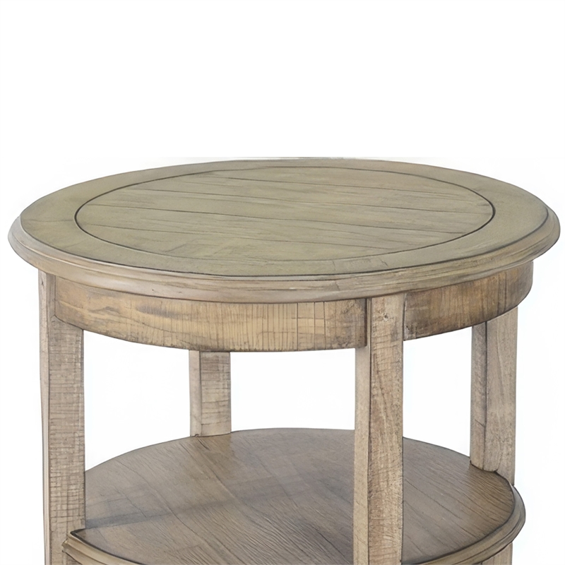 Rena Side End Table- 2 Shelves- 24 Inch Plank Light Brown Mahogany