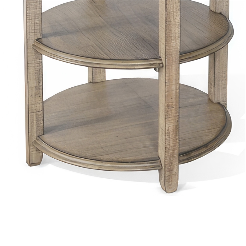 Rena Side End Table- 2 Shelves- 24 Inch Plank Light Brown Mahogany