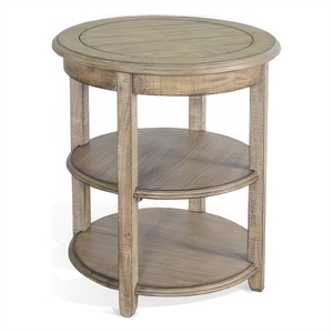 Rena Side End Table- 2 Shelves- 24 Inch Plank Light Brown Mahogany