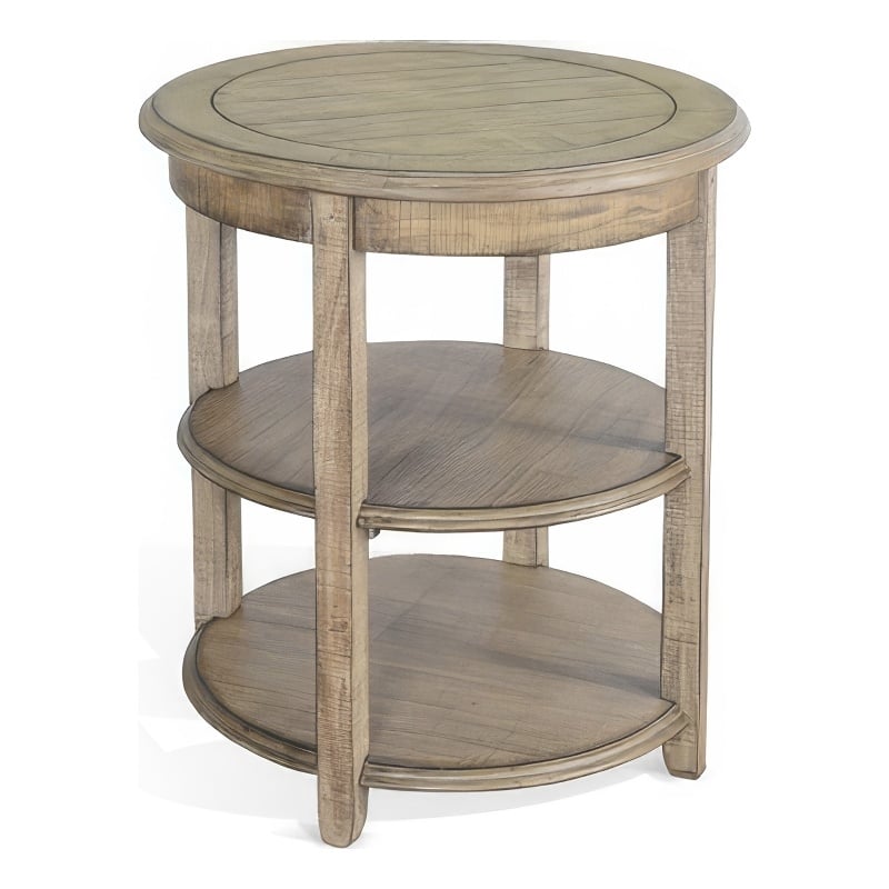 Rena Side End Table- 2 Shelves- 24 Inch Plank Light Brown Mahogany