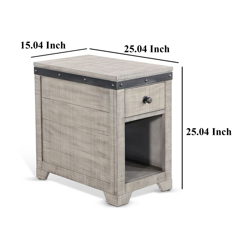 Nelly Side End Table- Drawers and Shelf- 25 Inch Alpine Gray Mahogany