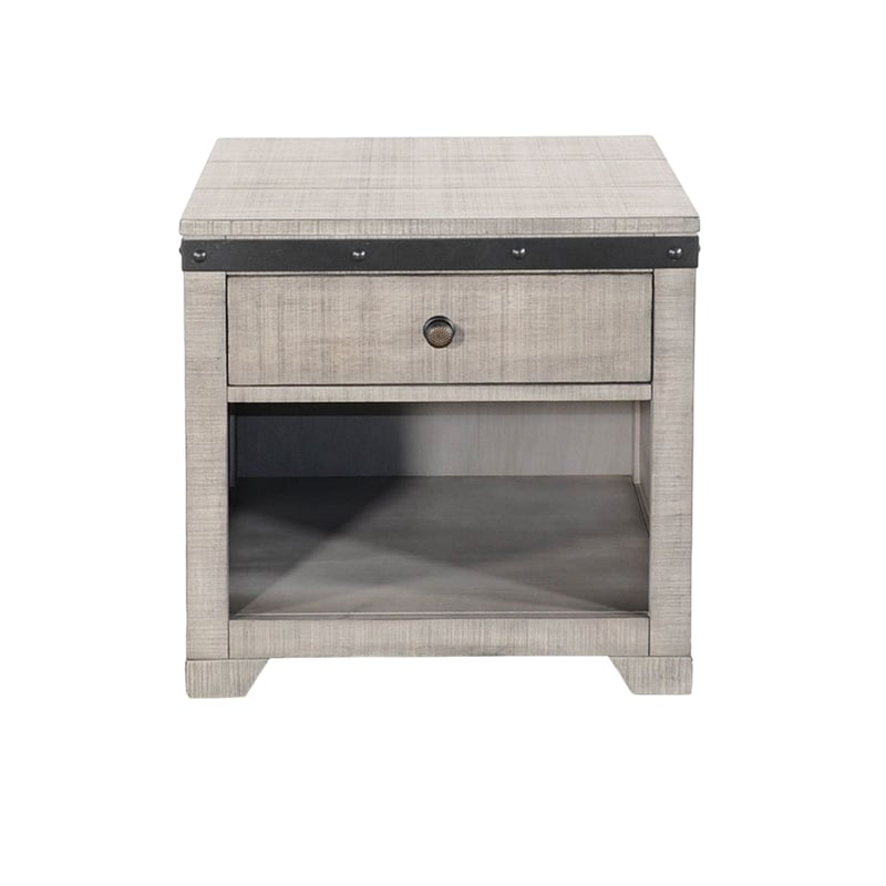 Nelly Side End Table- 1 Drawer and Shelf- 24 Inch Gray Mahogany Wood