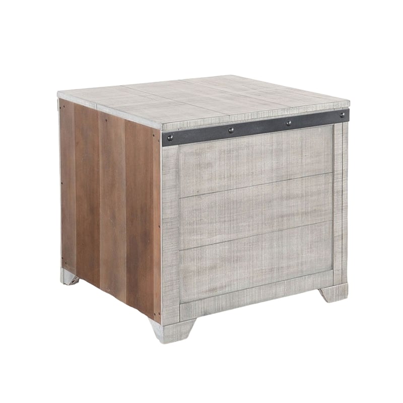 Nelly Side End Table- 1 Drawer and Shelf- 24 Inch Gray Mahogany Wood