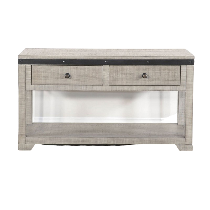 Nelly Sofa Table w Drawer- Shelf- 48 Inch- Black- Gray Mahogany Wood