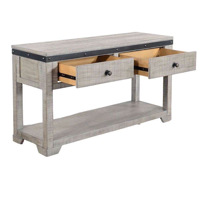 Nelly Sofa Table w Drawer- Shelf- 48 Inch- Black- Gray Mahogany Wood