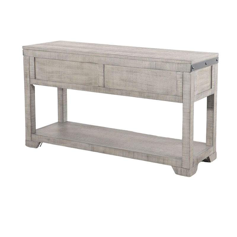 Nelly Sofa Table w Drawer- Shelf- 48 Inch- Black- Gray Mahogany Wood