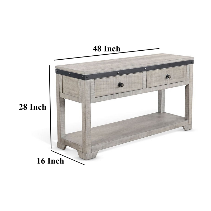 Nelly Sofa Table w Drawer- Shelf- 48 Inch- Black- Gray Mahogany Wood