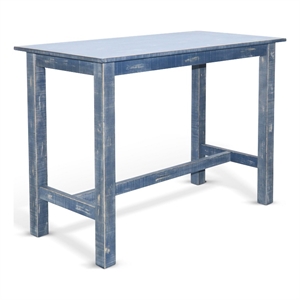 Rena Counter Height Table 48 Inch Rectangular Ocean Blue Mahogany Wood