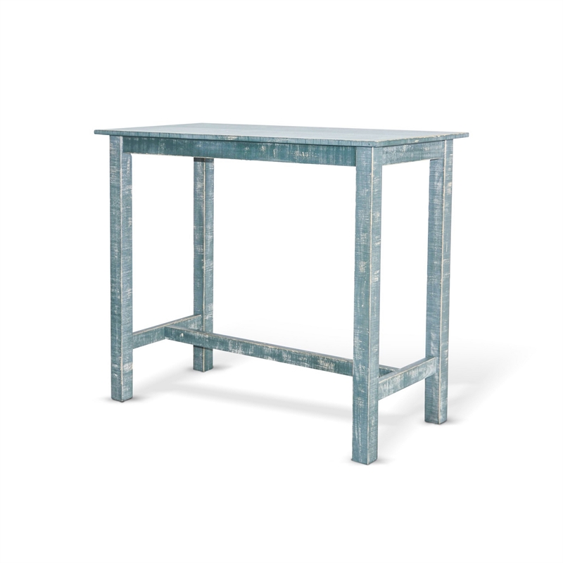 Rena Bar Height Table- 48 Inch Rectangular Seagrass Mahogany Wood