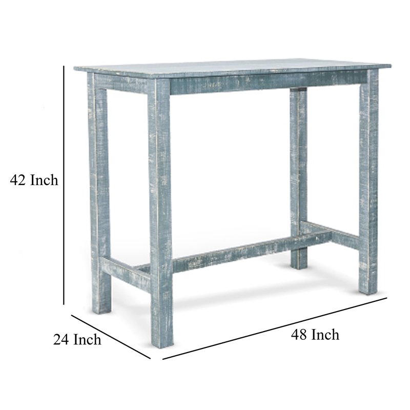 Rena Bar Height Table- 48 Inch Rectangular Seagrass Mahogany Wood