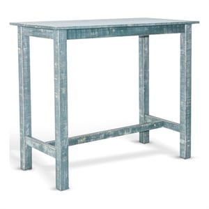 Rena Bar Height Table- 48 Inch Rectangular Seagrass Mahogany Wood