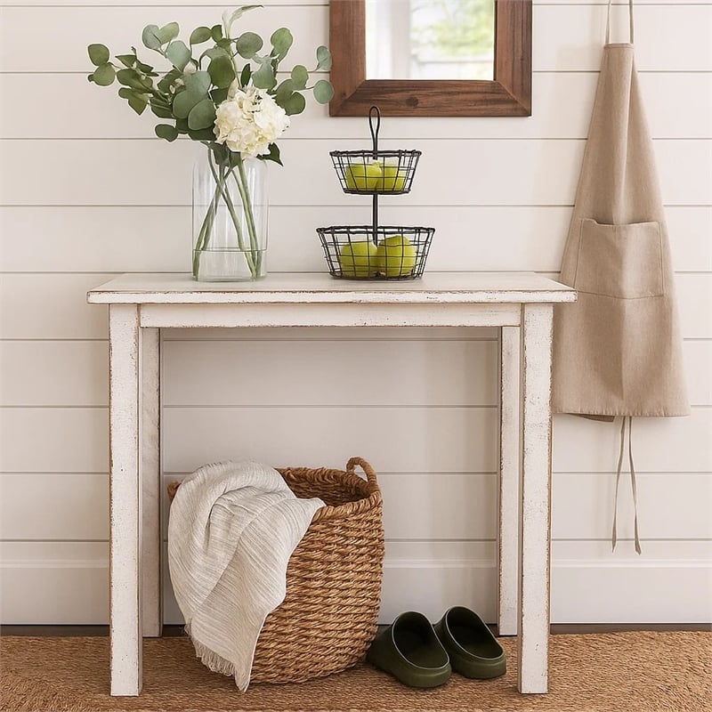 Rena Counter Table- 48 Inch Rectangular White Sand Mahogany Wood