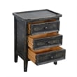 Rena End Table with 3 Drawers- 19 Inch Distressed Black Mahogany Wood