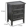 Rena End Table with 3 Drawers- 19 Inch Distressed Black Mahogany Wood