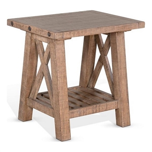 Anva End Table- Light Brown Mahogany- Shelf- Rectangular 24 Inch