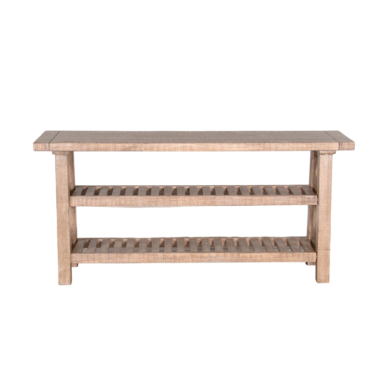 Anva Sofa Table- Light Brown Mahogany- 2 Shelves- Rectangular 60 Inch