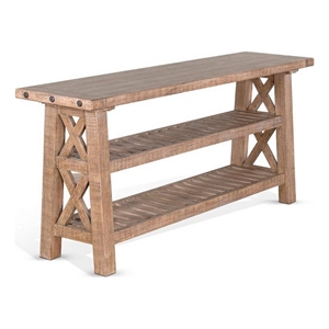 Anva Sofa Table- Light Brown Mahogany- 2 Shelves- Rectangular 60 Inch