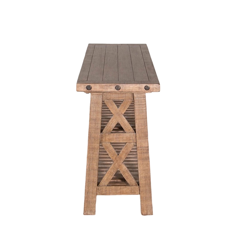 Anva Sofa Table- Light Brown Mahogany- 2 Shelves- Rectangular 60 Inch